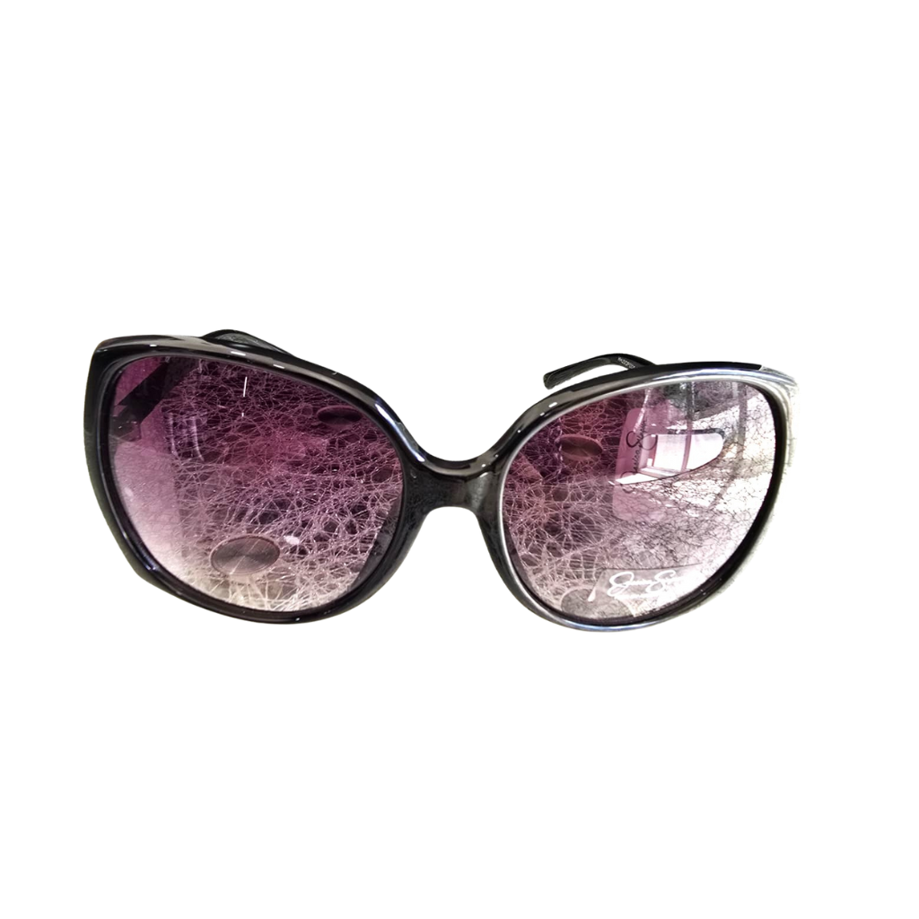 Lentes de sol oversized negros con mica morada degradada