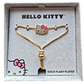 Pulsera Hello Kitty Original Ajustable Gold Flash Plated con Cristales en Caja de Regalo