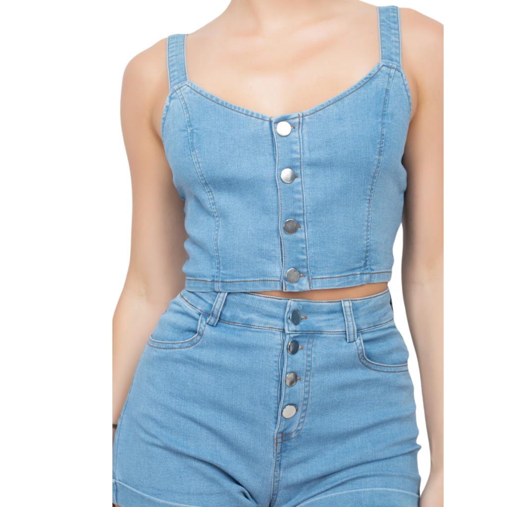 Set de mezclilla: top crop + short