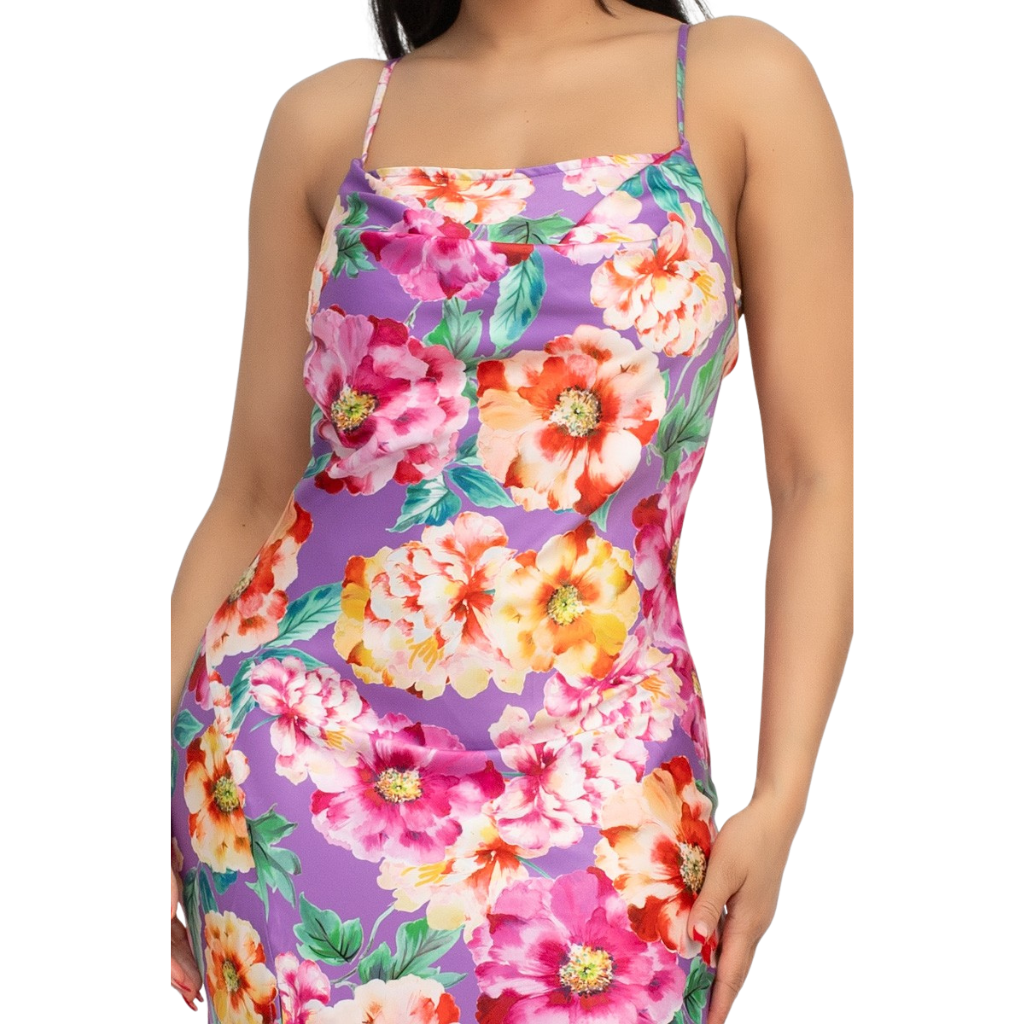 Vestido Midi Floral Multicolor con Abertura