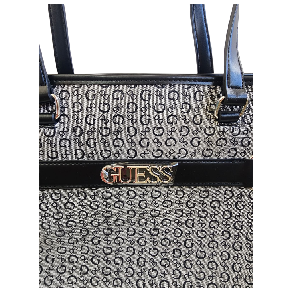Bolsa Guess tote monograma negro con asas largas