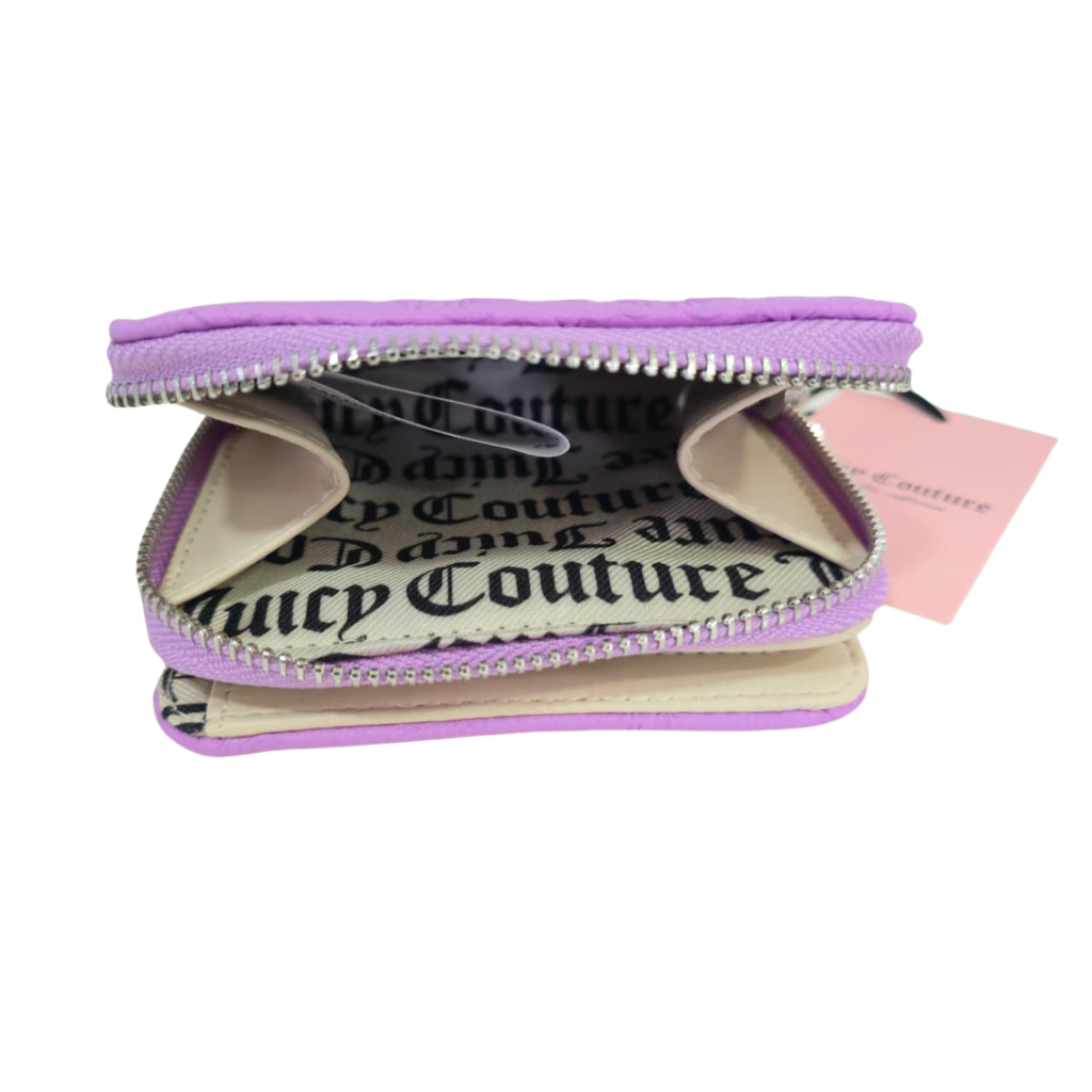 Cartera Juicy Couture Lila Compacta con Logo y Cristales