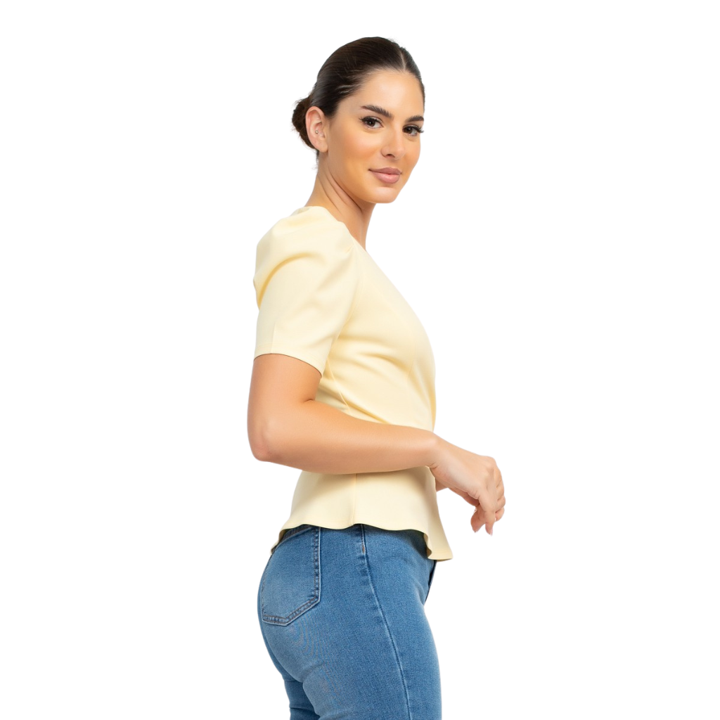 Blusa Amarilla Cruzada con Lazo en Cintura