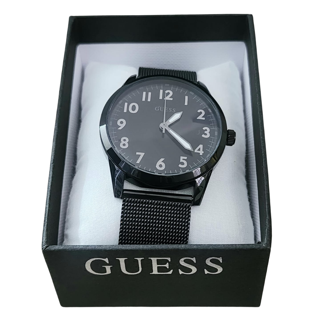 Reloj Guess Hombre Negro con Correa Mesh Diseño Minimalista Elegante