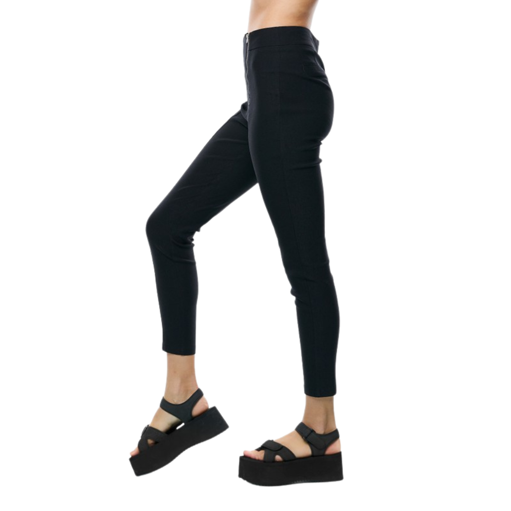 Pantalón negro skinny con cierres frontales