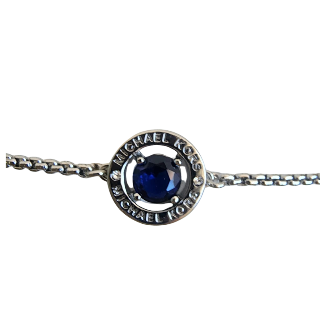 Pulsera Michael Kors plateada con piedra azul estilo elegante
