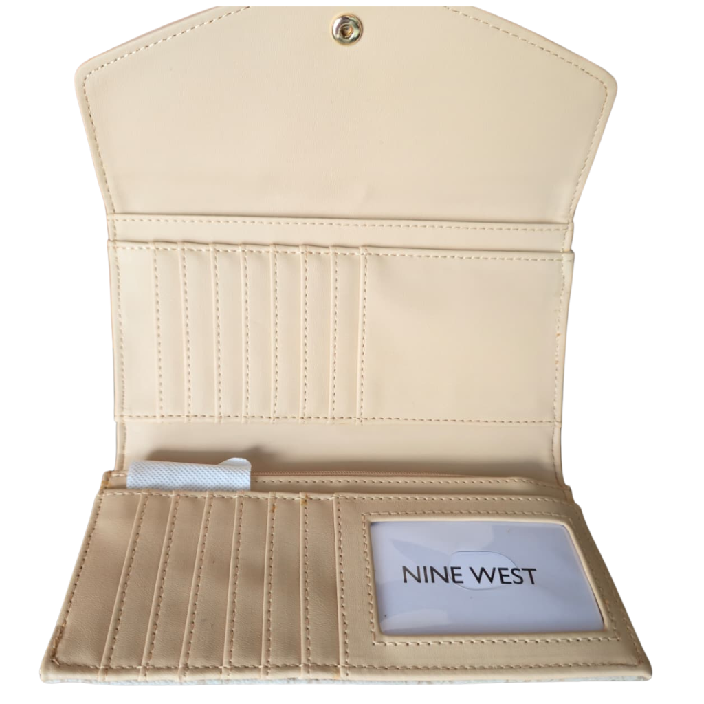 Cartera Nine West Bicolor Beige con Compartimentos