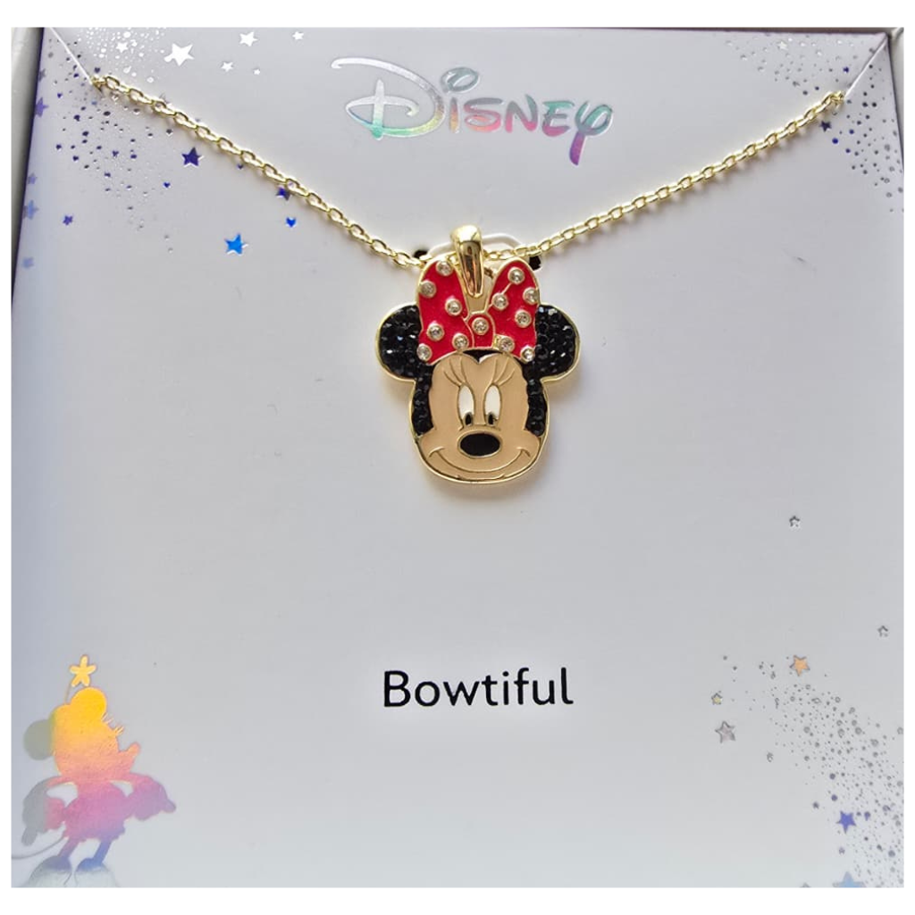 Collar Disney Minnie Mouse Original Dorado Con Cristales Bowtiful