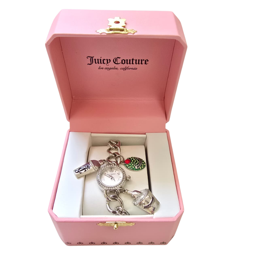 Reloj Juicy Couture con Charms Plateado y Estuche Rosa
