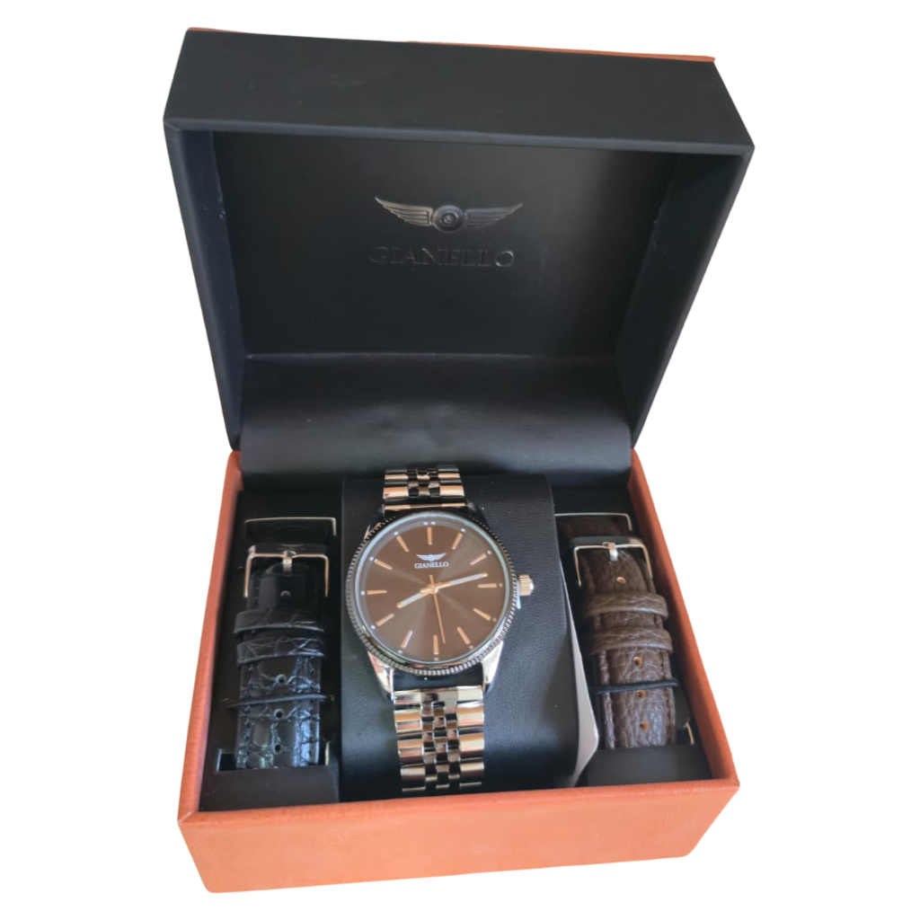 Set de Reloj Gianello para Caballero con Correas Intercambiables