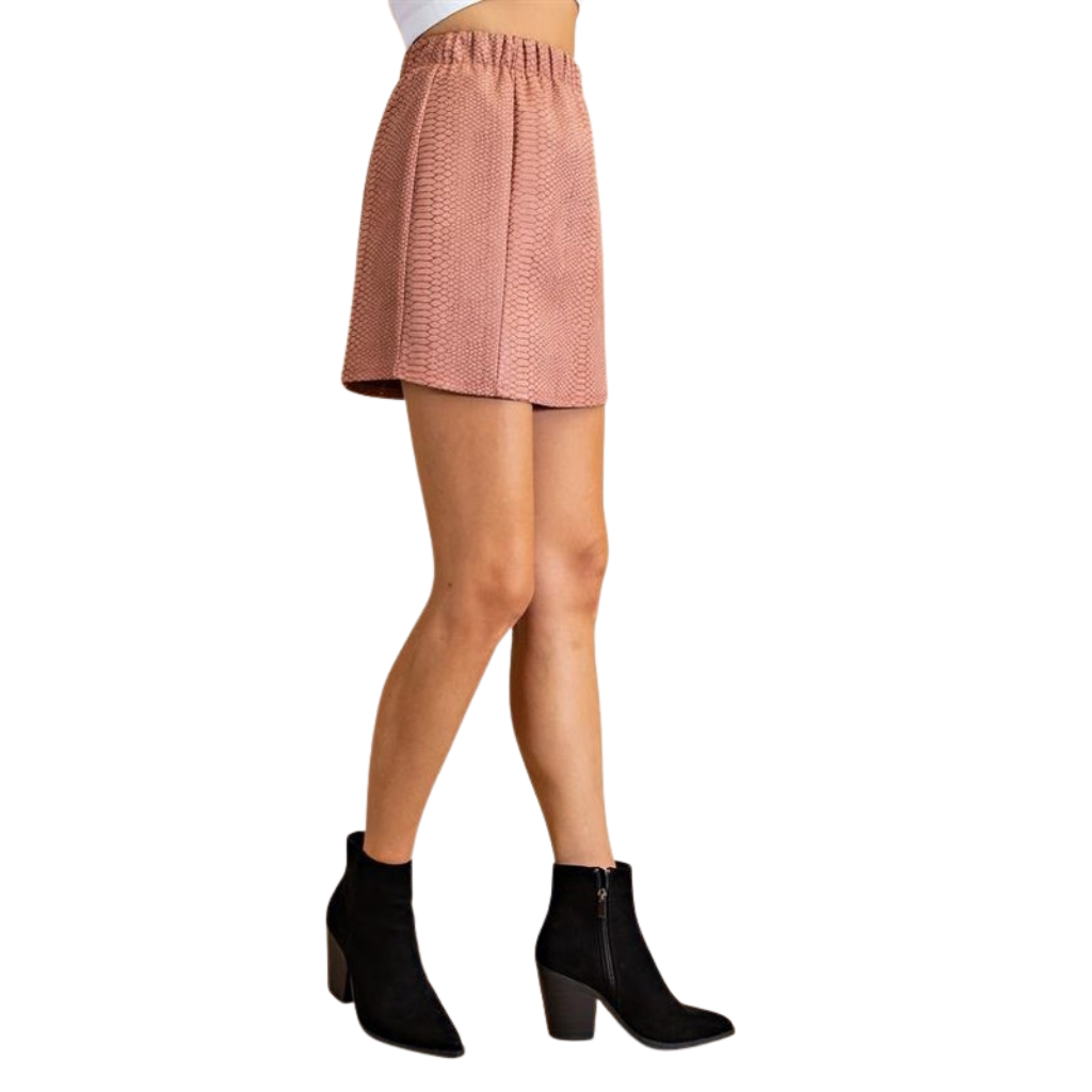 Falda Short Texturizada Color Terracota