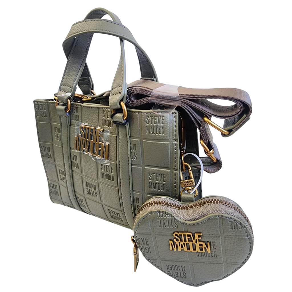 Bolsa Steve Madden verde con monedero corazón y correa ajustable