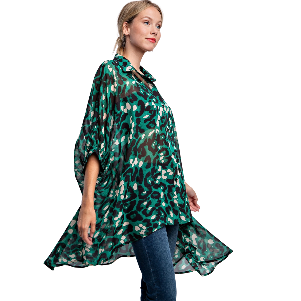 Maxi blusa animal print en verde