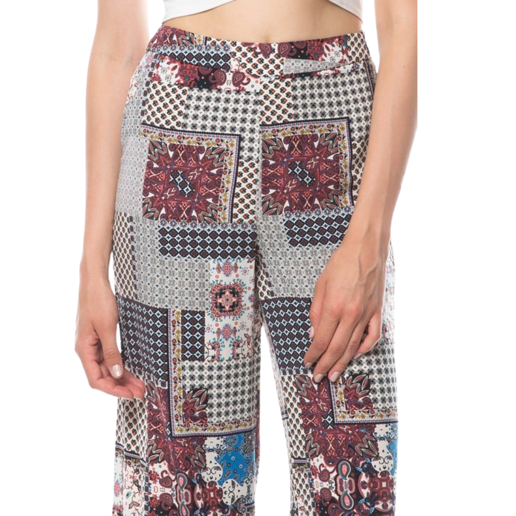 Pantalón Palazzo Estampado Patchwork Boho