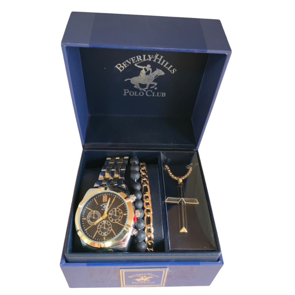 Set Beverly Hills Polo Club para Caballero – Reloj, Pulseras y Collar