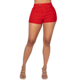 Short Rojo de Cintura Alta con Detalle Metálico