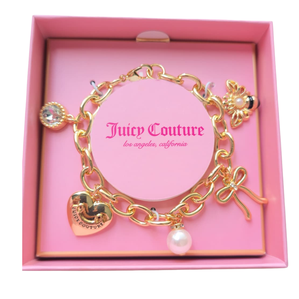 Pulsera Juicy Couture original con charms dorados y perla elegante