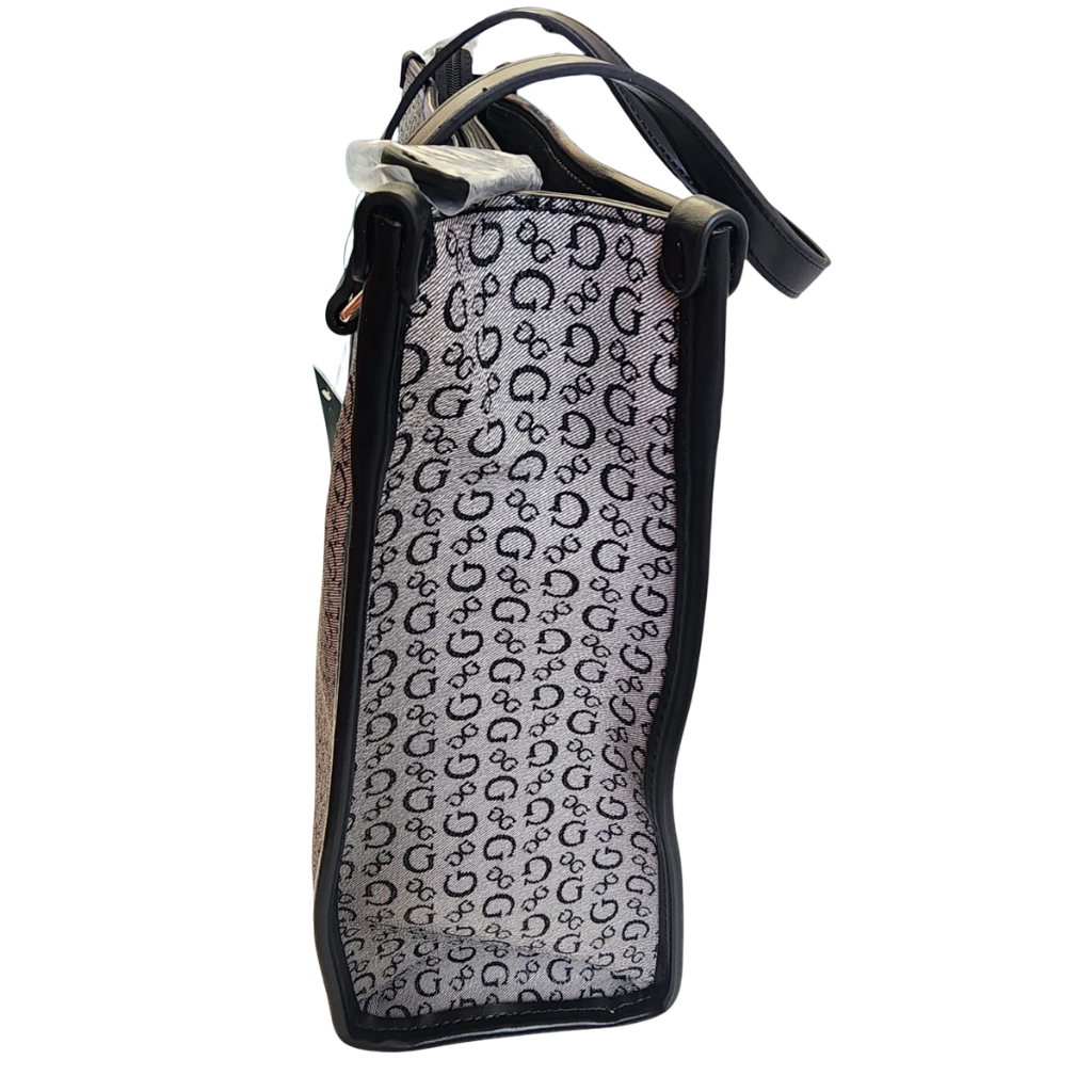Bolsa Guess tote monograma negro con asas largas
