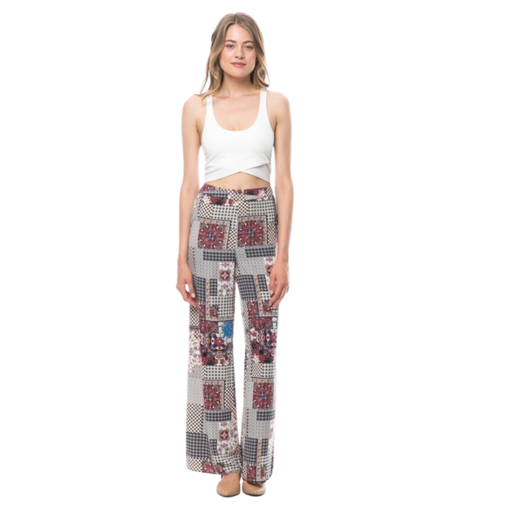 Pantalón Palazzo Estampado Patchwork Boho