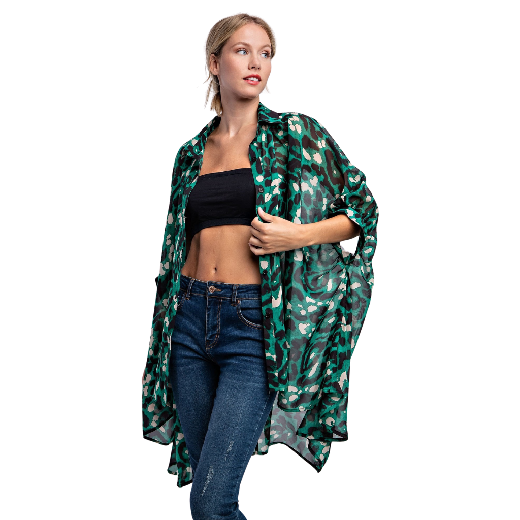Maxi blusa animal print en verde