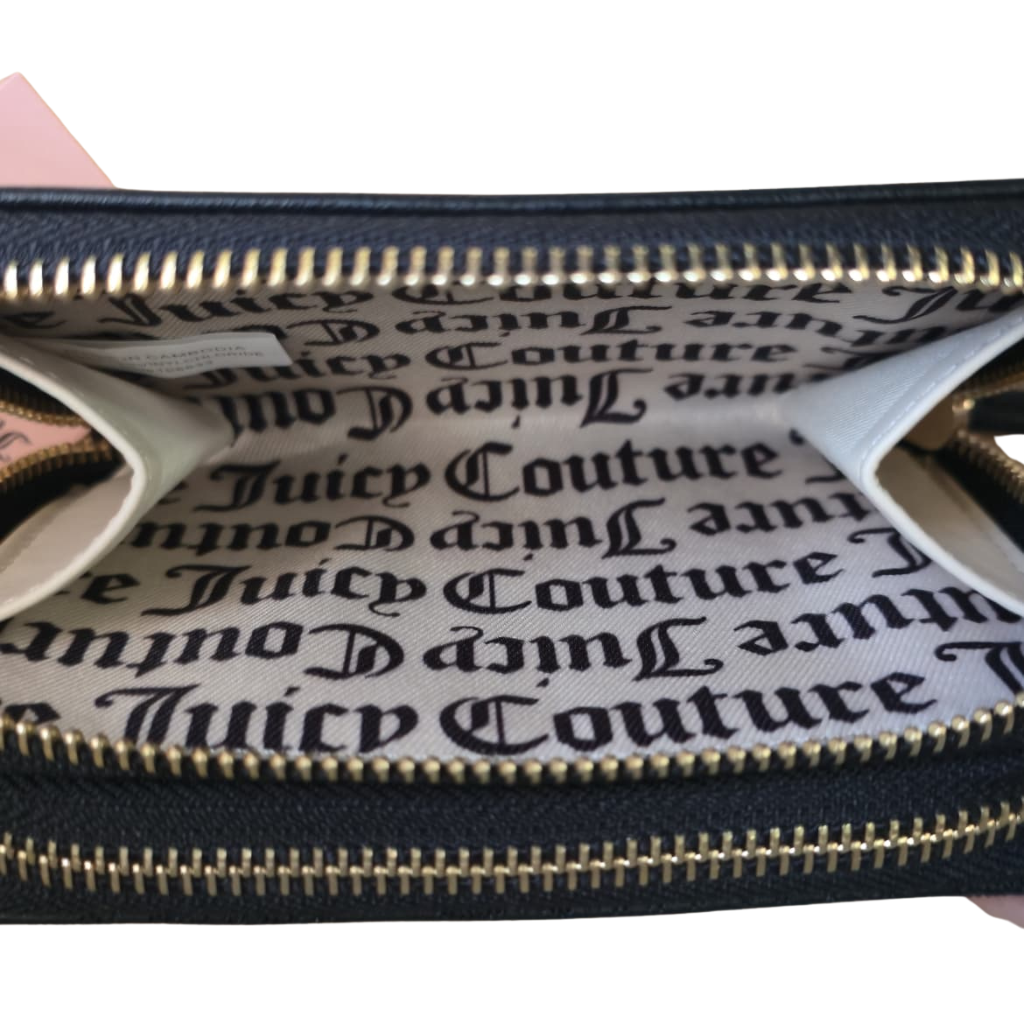 Cartera Juicy Couture Negra Doble Cierre con Cristalesjj