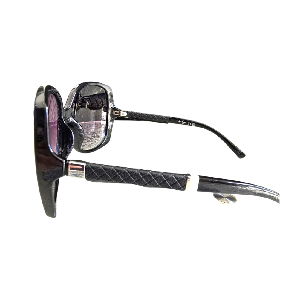 Lentes de sol oversized negros con mica morada degradada
