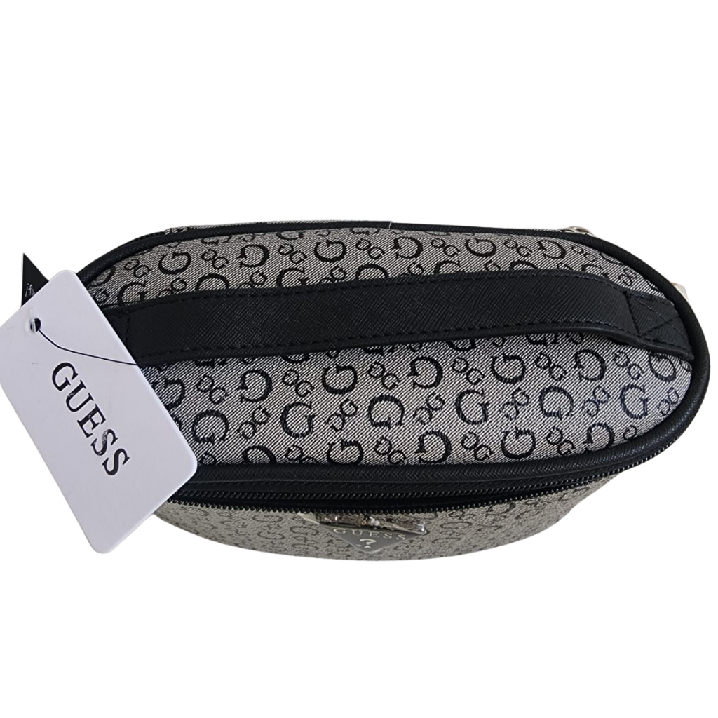 Cosmetiquera Guess monograma gris con cierre superior