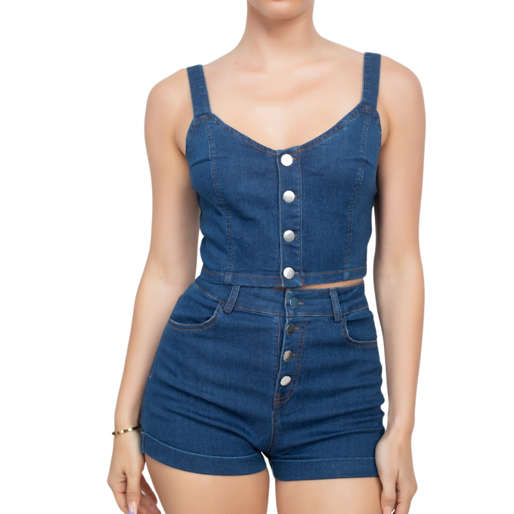 Set de mezclilla: top crop + short
