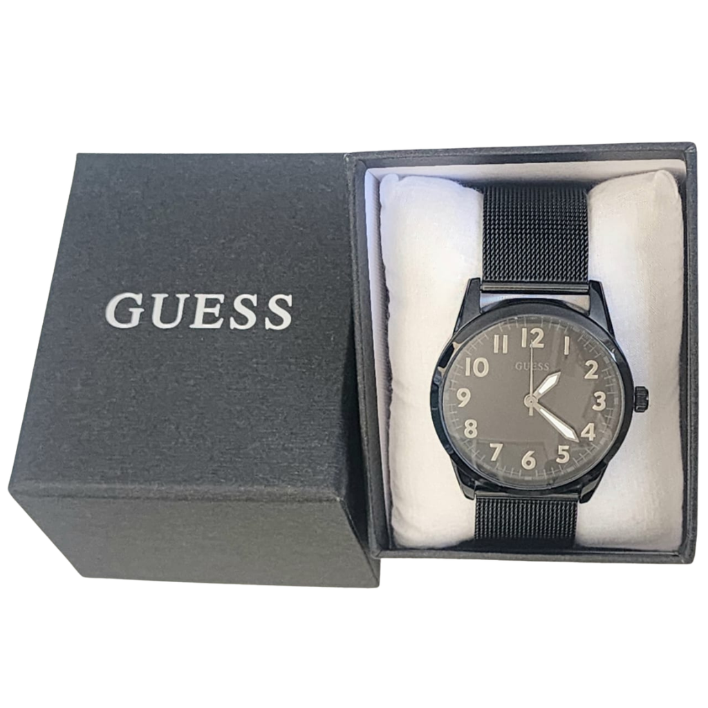 Reloj Guess Hombre Negro con Correa Mesh Diseño Minimalista Elegante