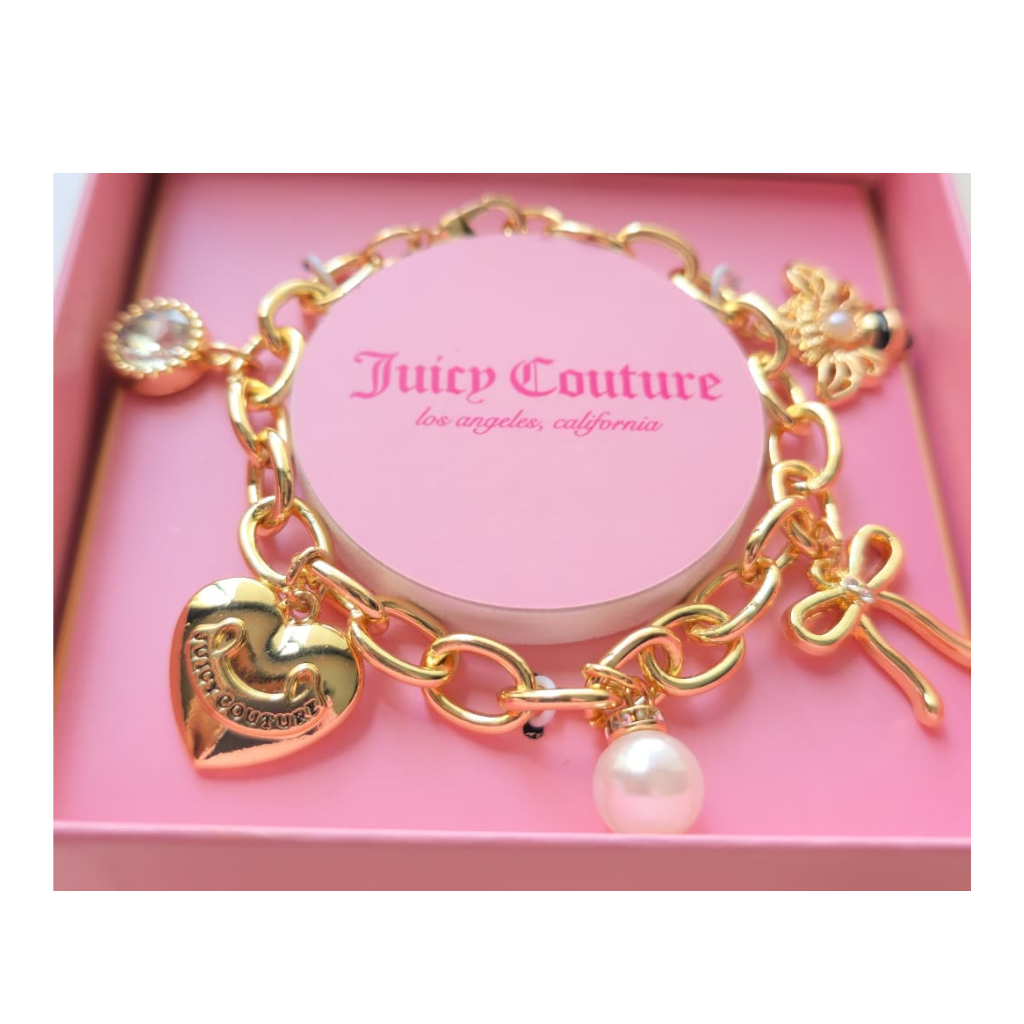 Pulsera Juicy Couture original con charms dorados y perla elegante