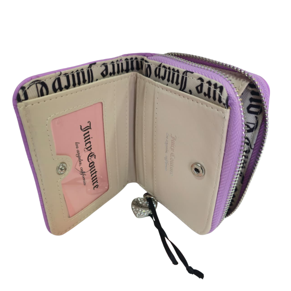 Cartera Juicy Couture Lila Compacta con Logo y Cristales