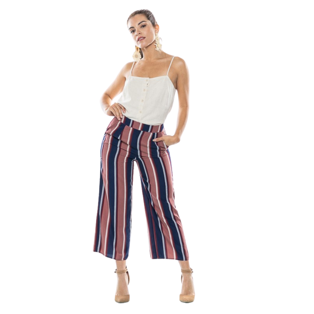 Pantalón Palazzo Rayado Multicolor