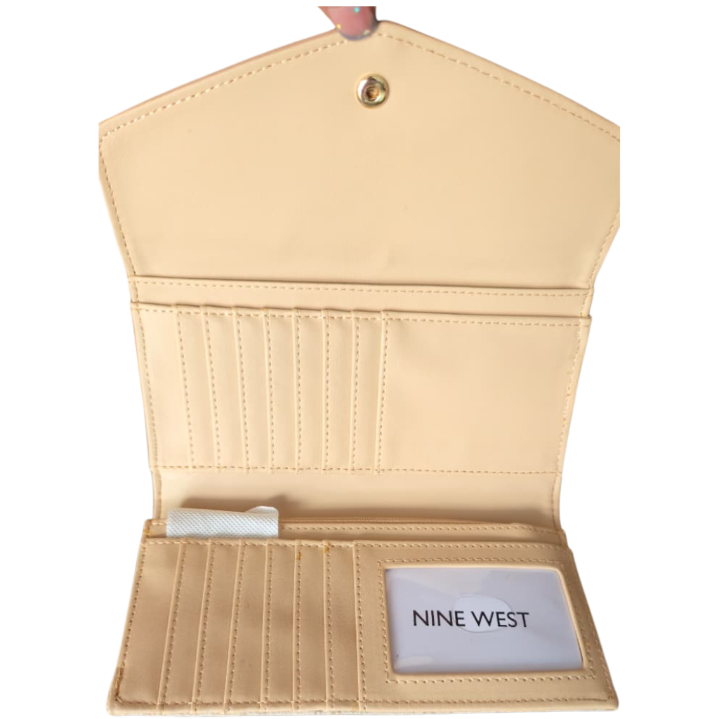 Cartera Nine West Bicolor Beige con Compartimentos