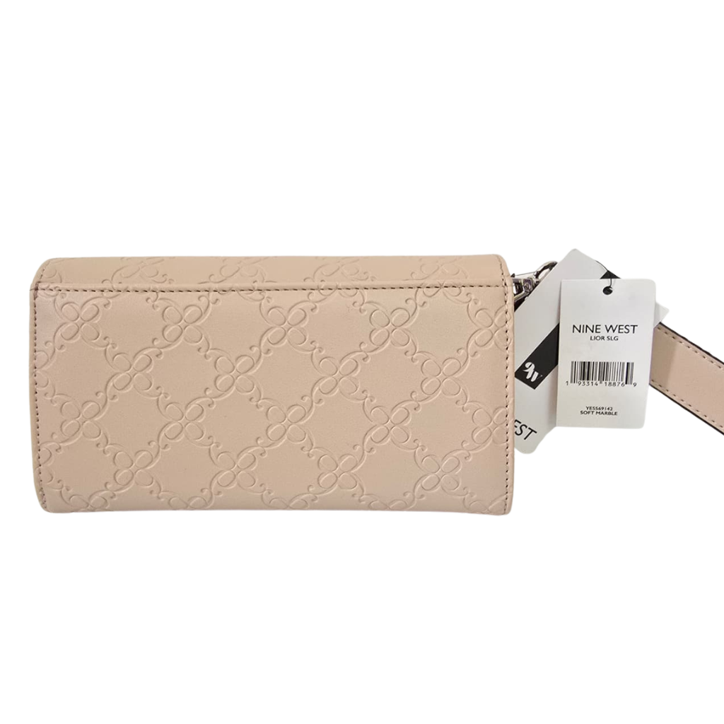 Cartera Nine West Beige Monograma con Correa y Monedero