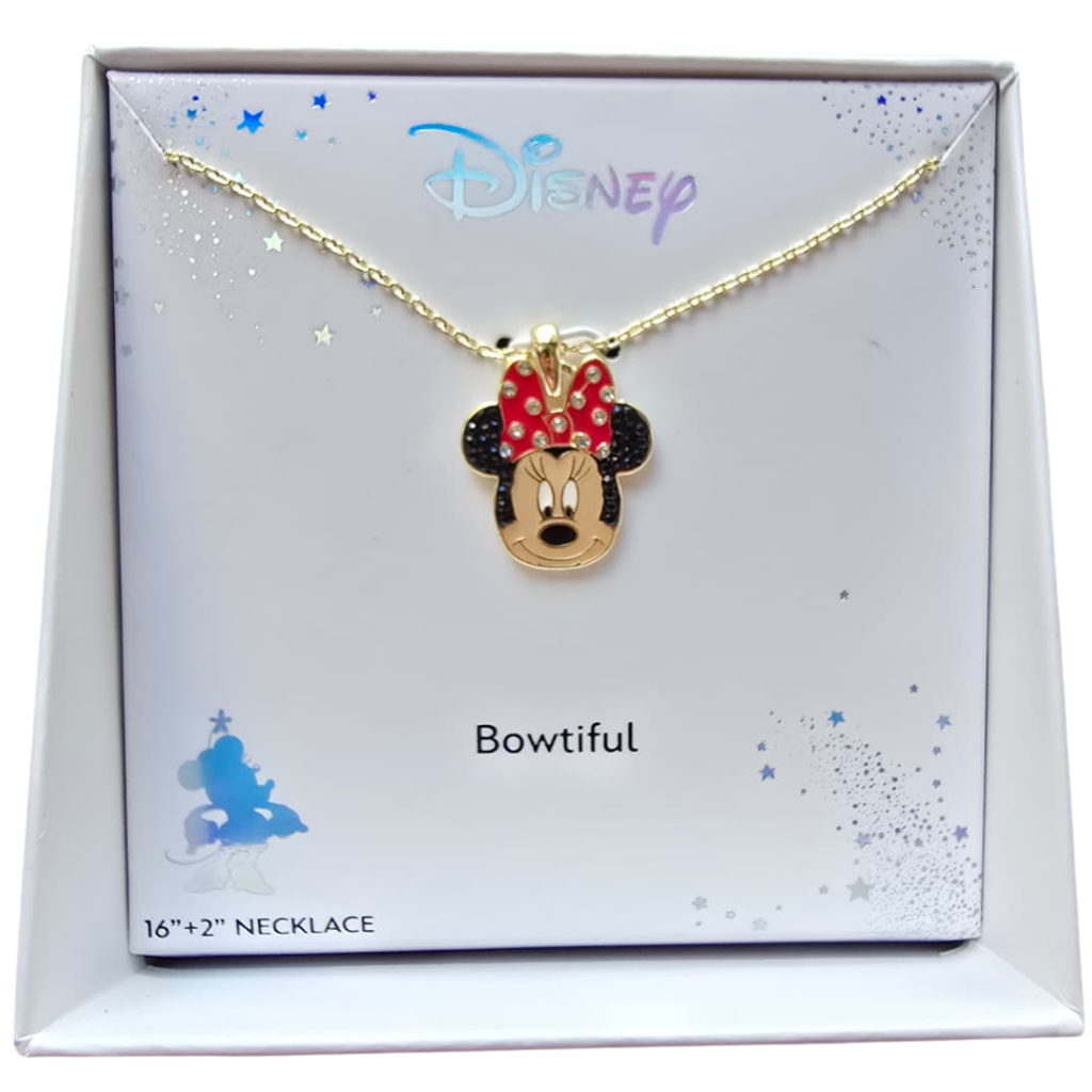 Collar Disney Minnie Mouse Original Dorado Con Cristales Bowtiful
