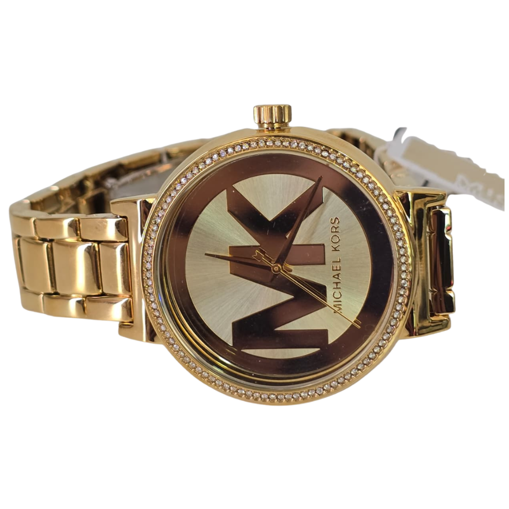 Reloj Michael Kors Dorado con Logo MK y Cristales