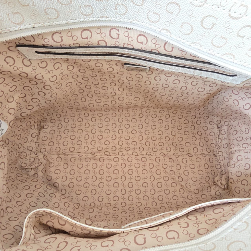 Bolsa Tote Guess Blanca con Monograma y Monedero