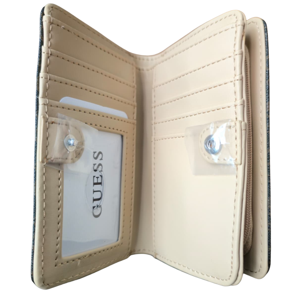 Cartera Guess Café Monograma con Cierre y Muñequera