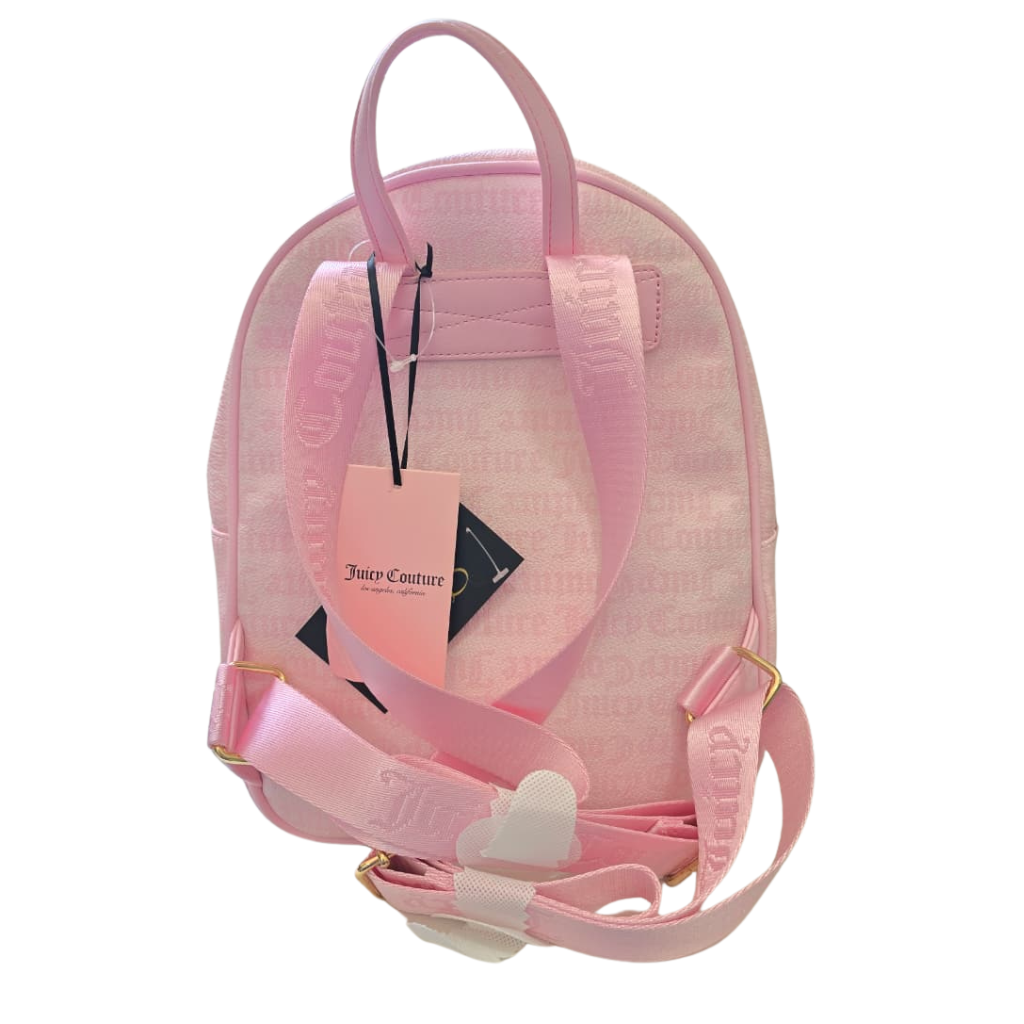 Mochila Juicy Couture Rosa con Logo y Detalles Dorados