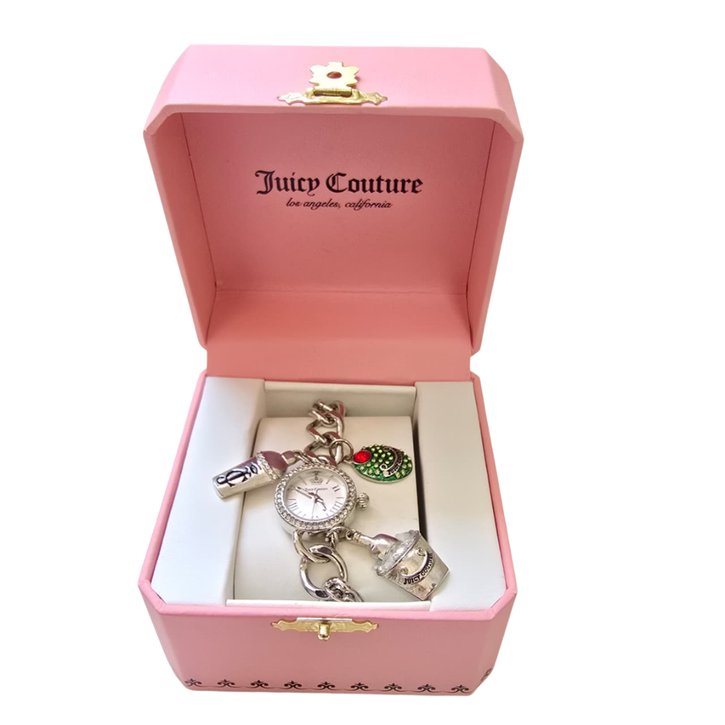Reloj Juicy Couture con Charms Plateado y Estuche Rosa