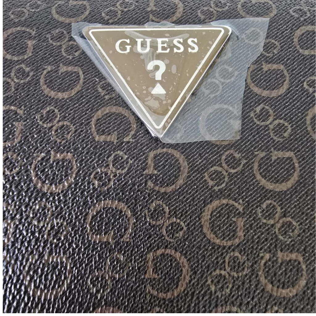 Cartera Guess Café Monograma Zip Around con Logo Triangular