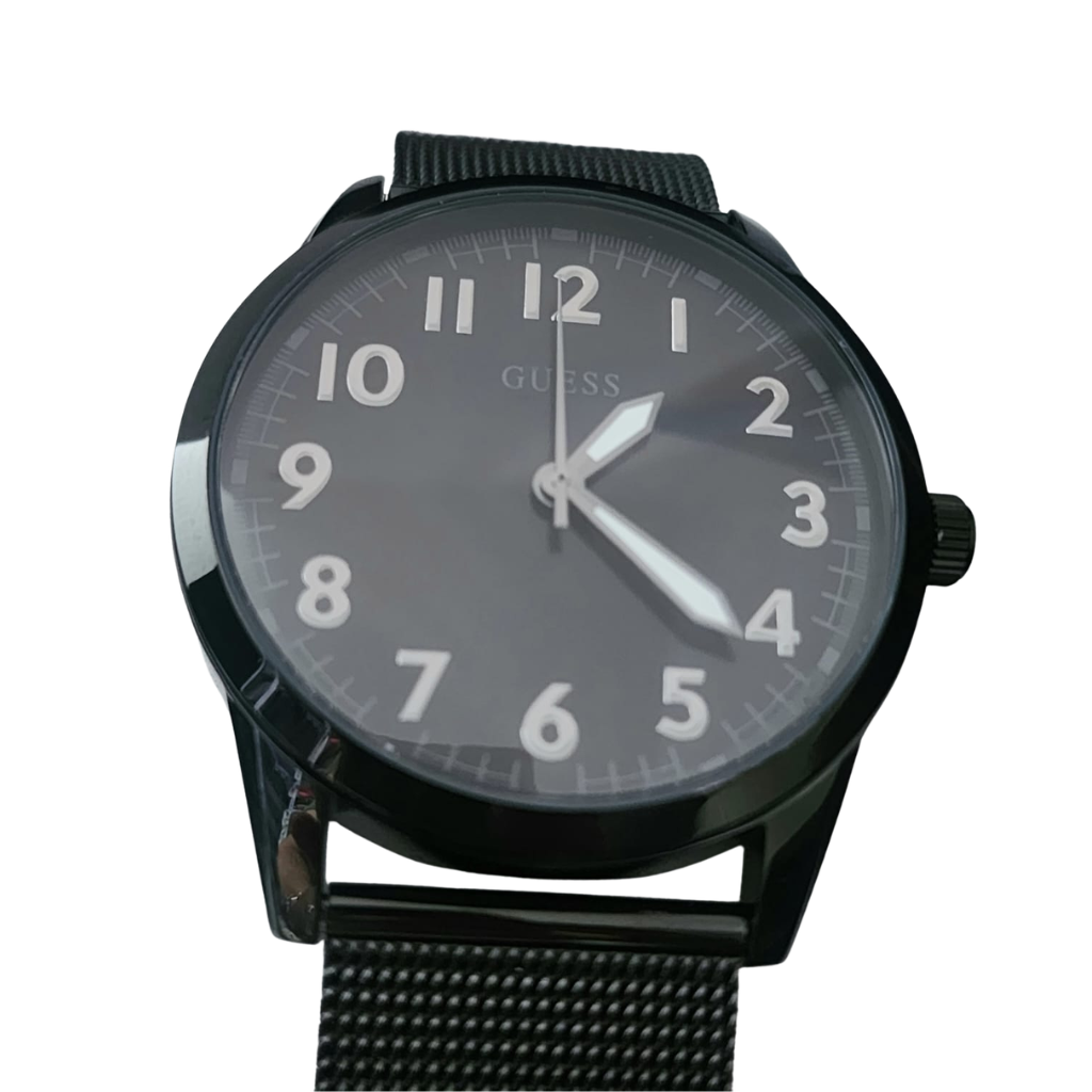 Reloj Guess Hombre Negro con Correa Mesh Diseño Minimalista Elegante