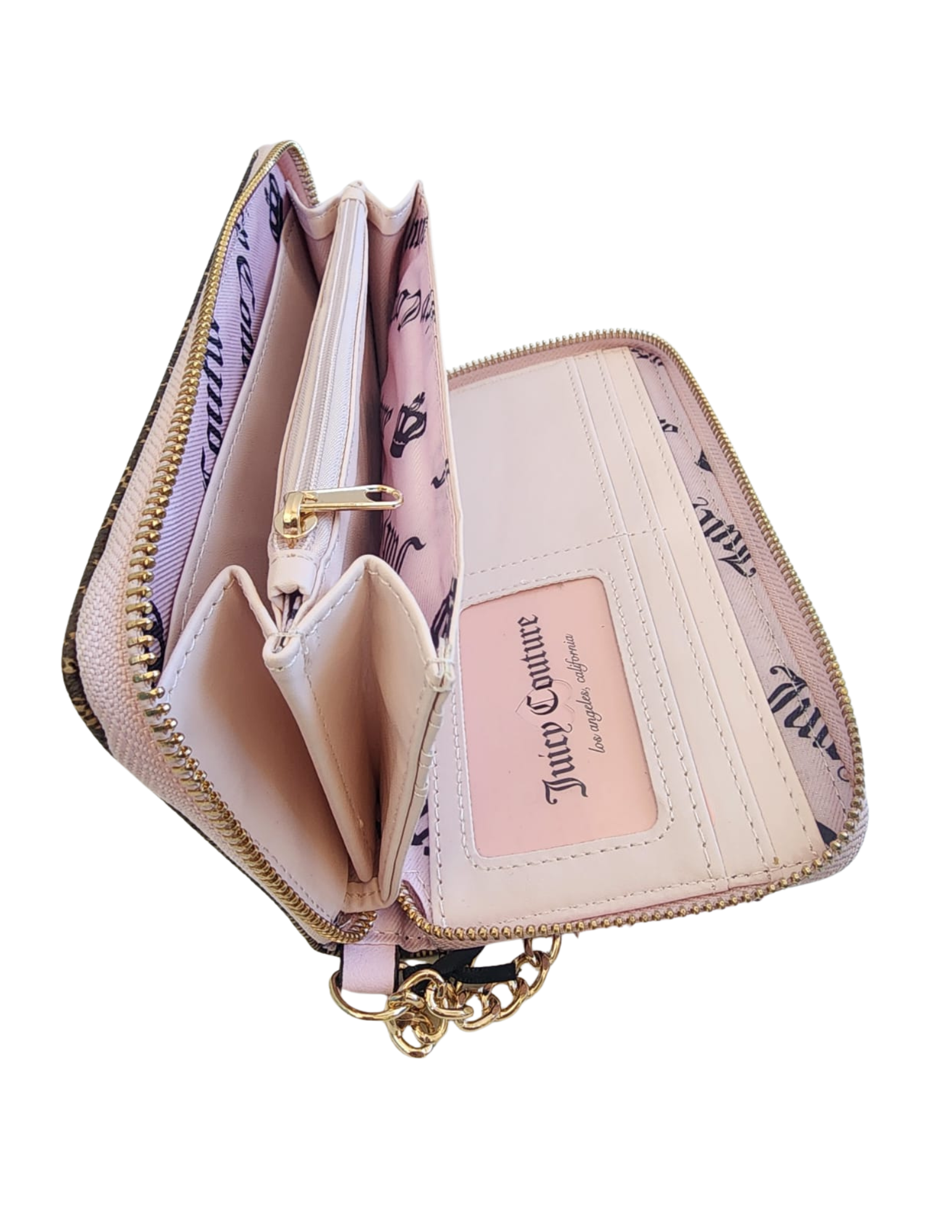 Cartera Juicy Couture Rosa Café Cierre Completo Con Cadena