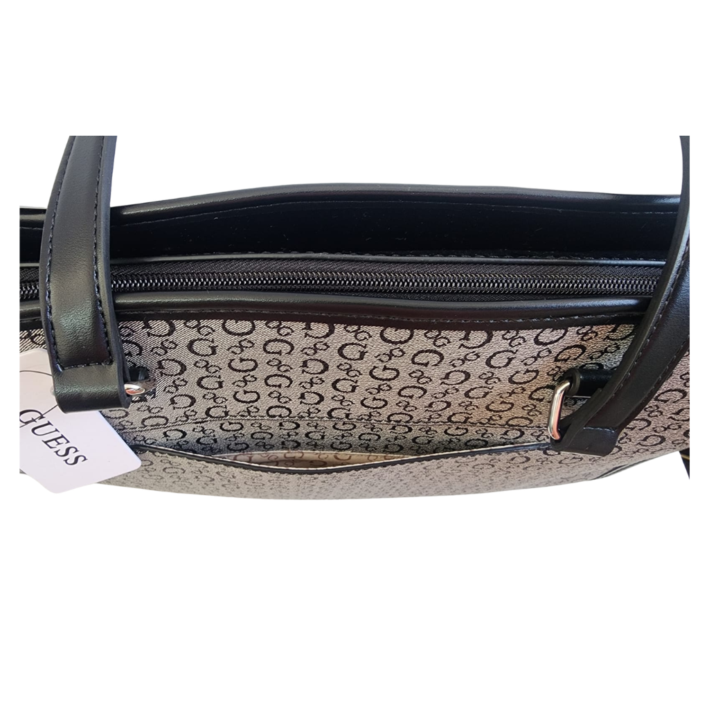 Bolsa Guess tote monograma negro con asas largas