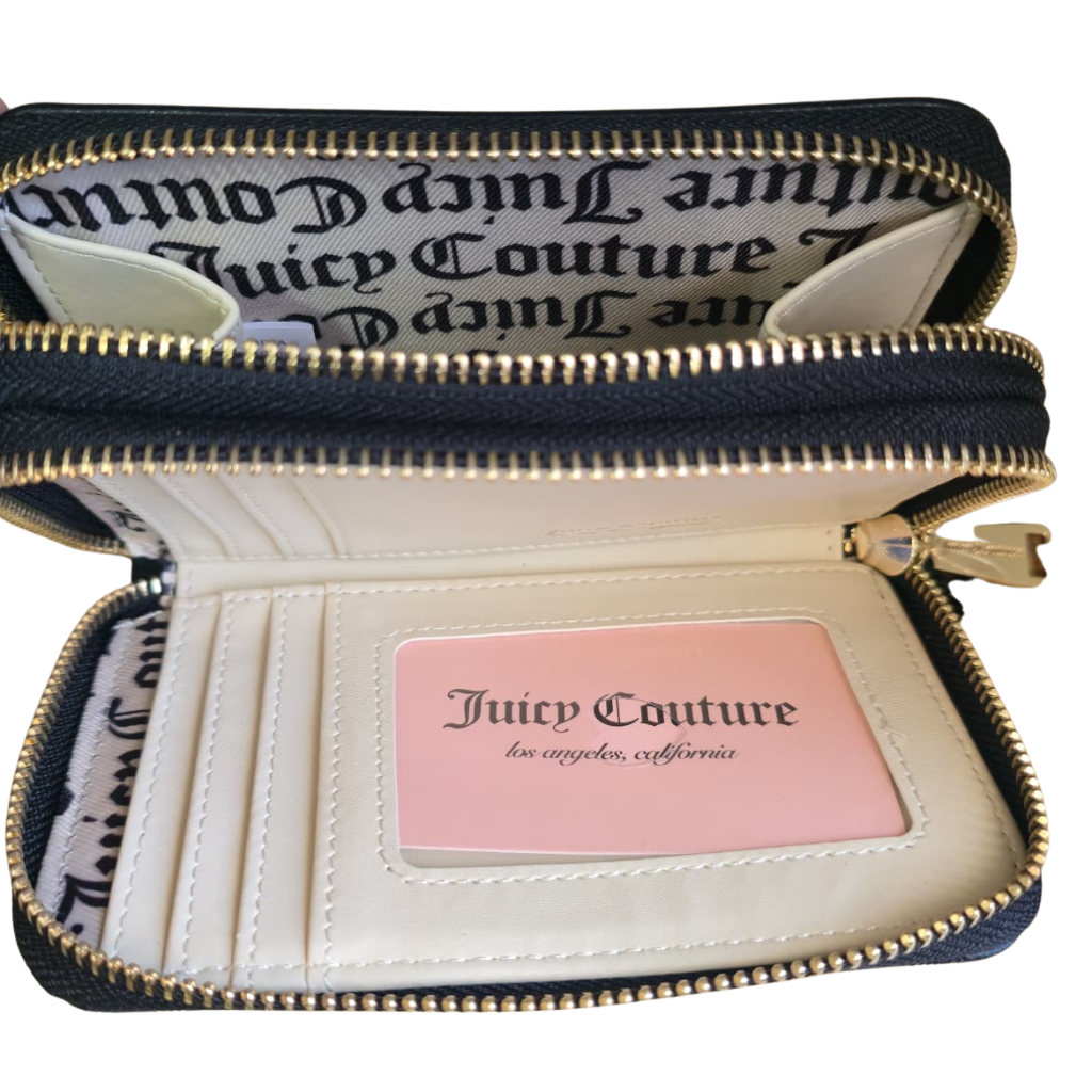 Cartera Juicy Couture Negra Doble Cierre con Cristalesjj