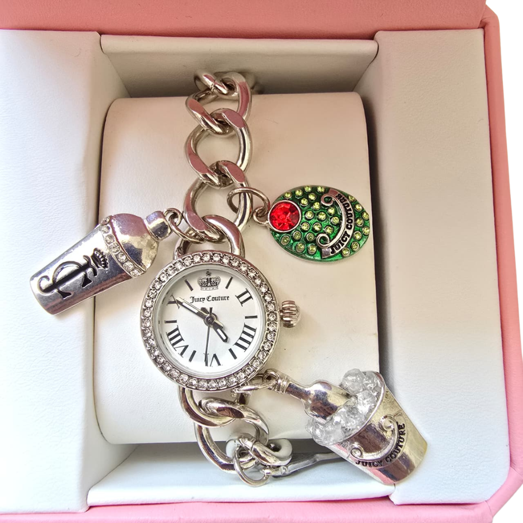 Reloj Juicy Couture con Charms Plateado y Estuche Rosa