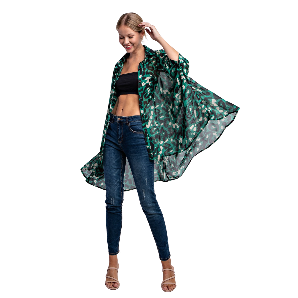 Maxi blusa animal print en verde