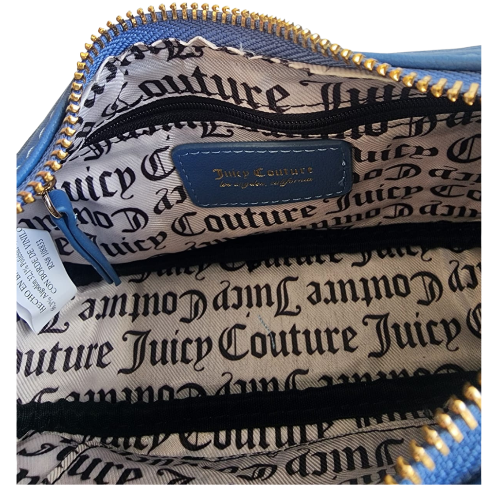 Bolsa Juicy Couture denim azul con monedero y correa ajustable