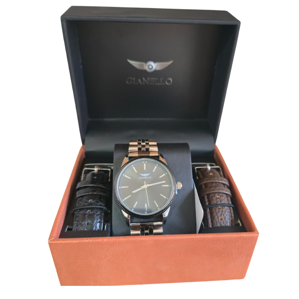 Set de Reloj Gianello para Caballero con Correas Intercambiables