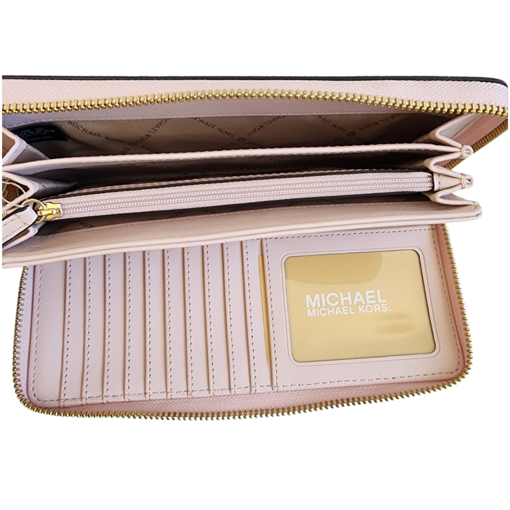 Cartera Michael Kors Jet Set Travel Logo Brown con Wristlet Desmontable